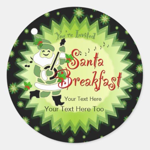 Musical Santa Elf Christmas Breakfast Stickers