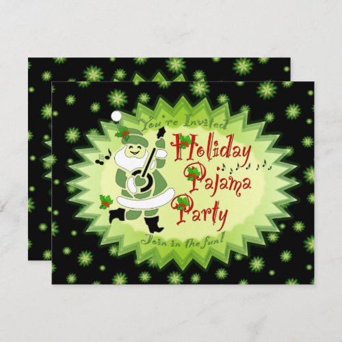 Musical Santa Elf Pajama Party Invitations