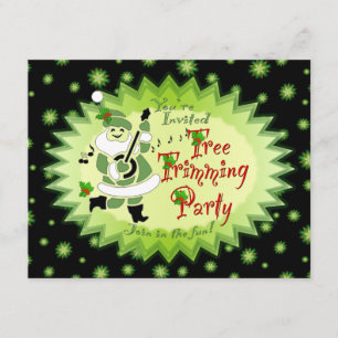 Musical Santa Elf Tree Trimming Party Invitations