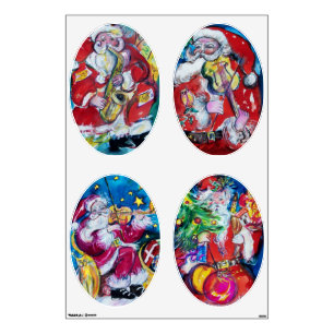 MUSICAL SANTA OVALE CHRISTMAS COLLECTION WALL STICKER