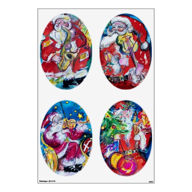 MUSICAL SANTA OVALE CHRISTMAS COLLECTION WALL STICKER (Front)