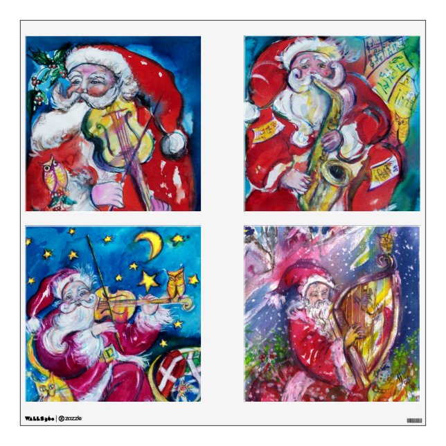 MUSICAL SANTA SQUARE CHRISTMAS COLLECTION WALL STICKER (Front)