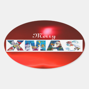 MUSICAL SANTA XMAS PARTY / PENGUIN'S SERENADE OVAL STICKER