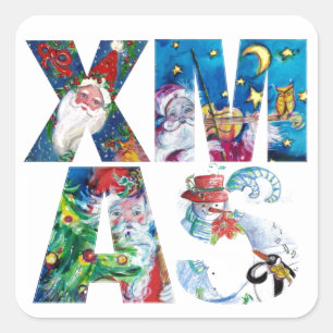 MUSICAL SANTA XMAS PARTY / PENGUIN'S SERENADE SQUARE STICKER