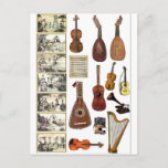 Musical Scenes And Instruments Postcard at Zazzle