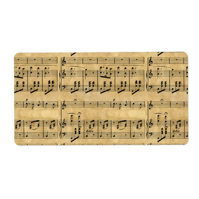 Musical Score Old Parchment Paper Design Label (Front)