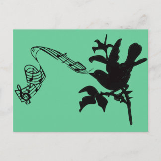 Musical Singing Black Bird Any Color Background Postcard
