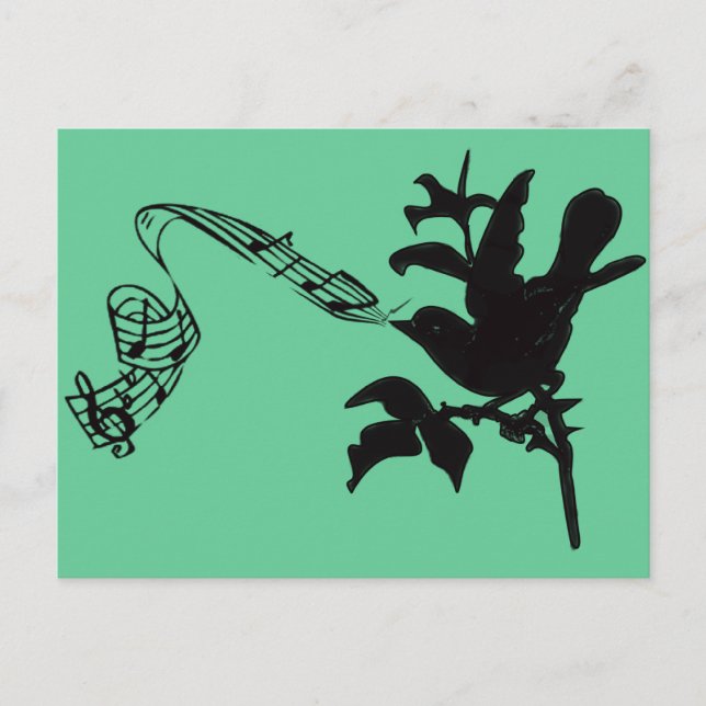 Musical Singing Black Bird Any Color Background Postcard (Front)