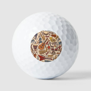 Musical Sketch: Colorful Vintage Seamless. Golf Balls