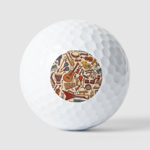 Musical Sketch Colorful Vintage Seamless Golf Balls