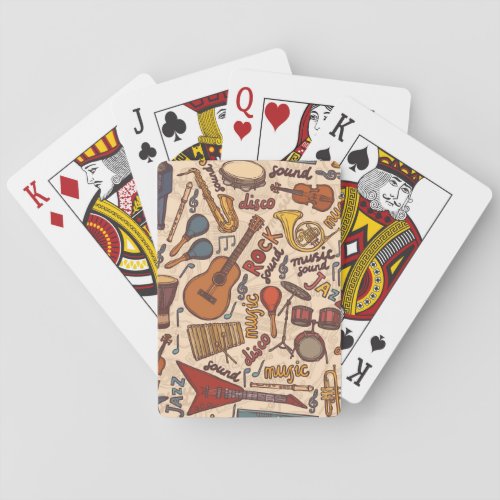 Musical Sketch Colorful Vintage Seamless Playing Cards