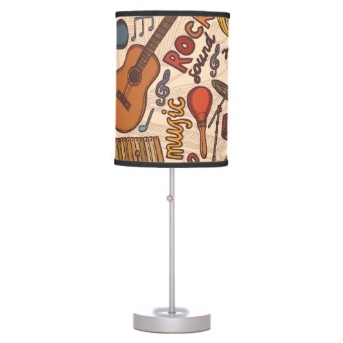 Musical Sketch Colorful Vintage Seamless Table Lamp