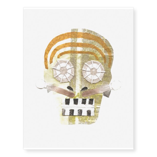 Musical Skull No Background Temporary Tattoo (Front)