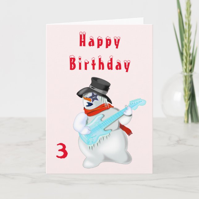 Musical Snowman Birthday Card - Customizable (Front)