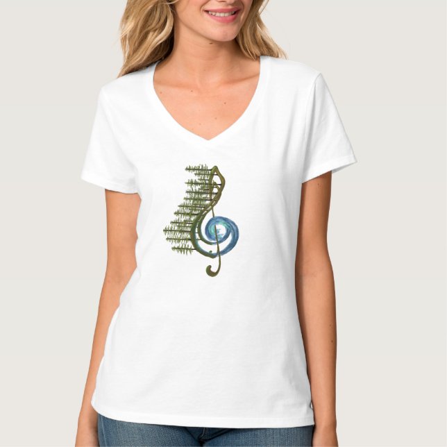 Musical Sol Key Nature Symbol V-neck T-shirt (Front)