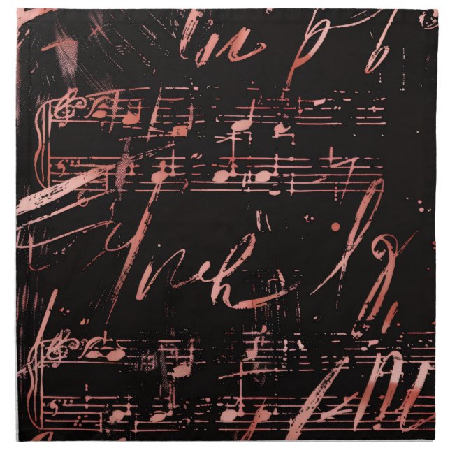 Musical Sound of Rose Gold Cloth Dinner Napkins (Front)