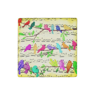 Musical Spring Birds Stone Magnet