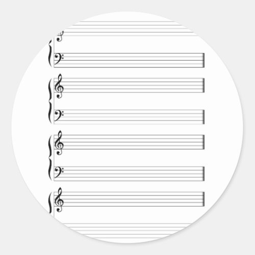 Musical Staff and Staves Classic Round Sticker