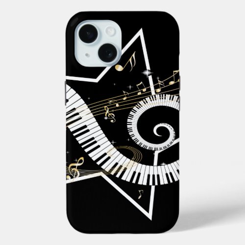 Musical Star golden notes iPhone 15 Case
