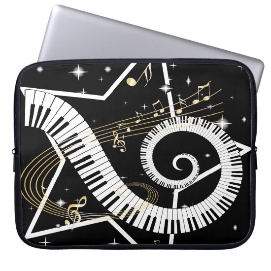 Musical Star Golden Notes Laptop Sleeve