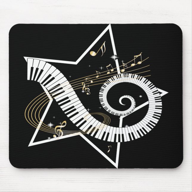 Musical Star golden notes Mouse Pad (Front)