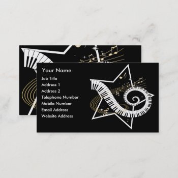 Musical Star Golden Notes Music Business Card by giftsbonanza at Zazzle
