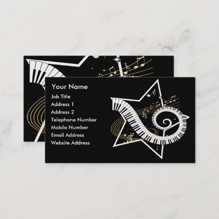 Musical Star Golden Notes Music Business Card