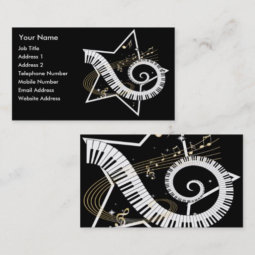 Customizable Musical Star golden notes Music Business cards