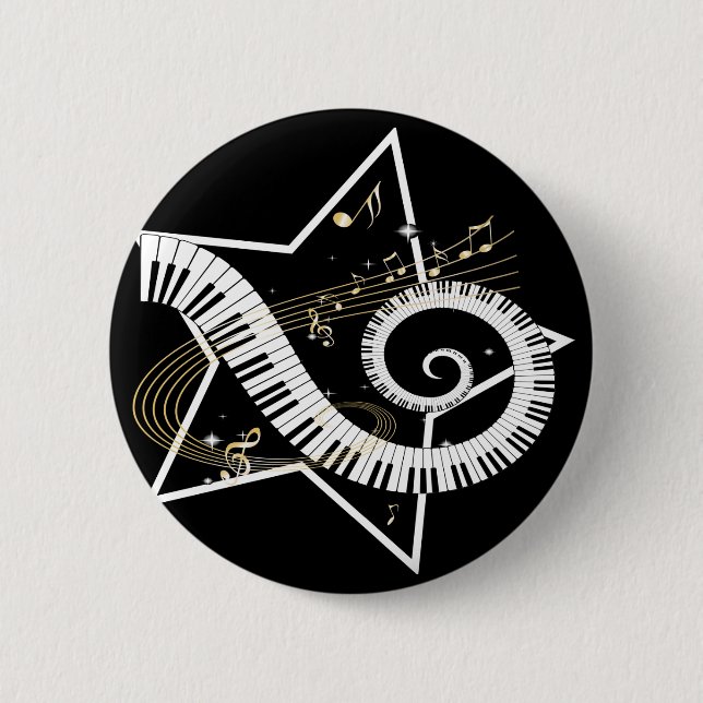 Musical Star golden notes Pinback Button (Front)
