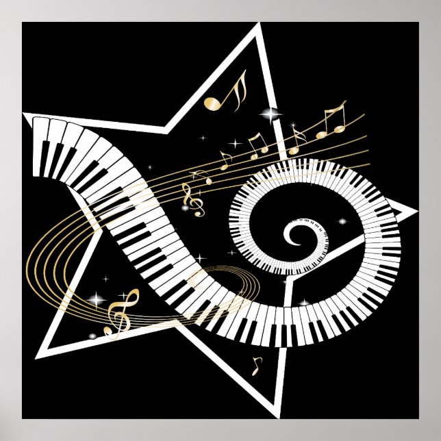 Musical Star golden notes Poster (Front)