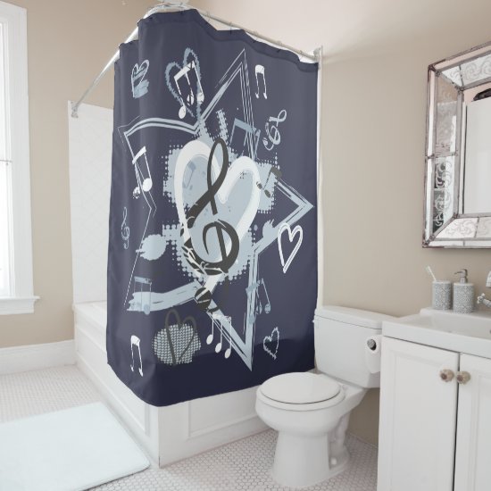 Musical Star Notes Designer Pattern Shower Curtain