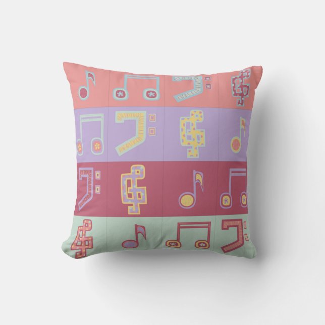 musical symbol pattern throw pillow (Front)