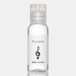 Musical Symbol Treble Clef Black White Custom Hand Sanitizer