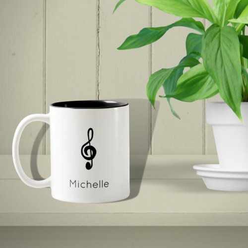 Musical Symbol Treble Clef Black White Two_Tone Coffee Mug