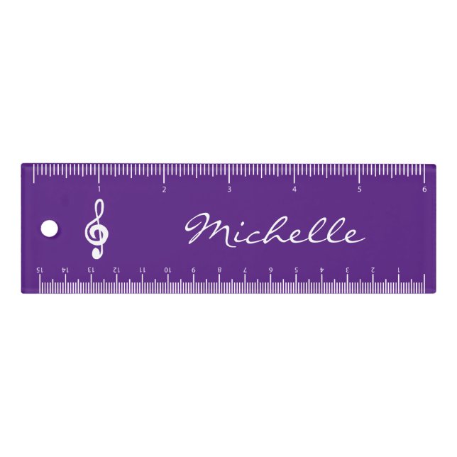 Musical Symbol Treble Clef Cute Purple  Ruler (Front)
