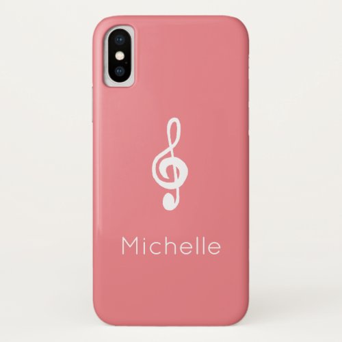Musical Symbol Treble Clef Pink iPhone X Case