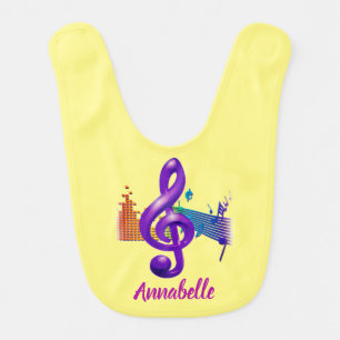Musical Symbol Treble Clef Sweet Chic Charming Baby Bib