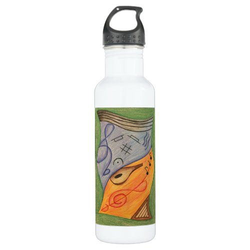 Musical Symbols Colorful Treble Clef Stainless Steel Water Bottle