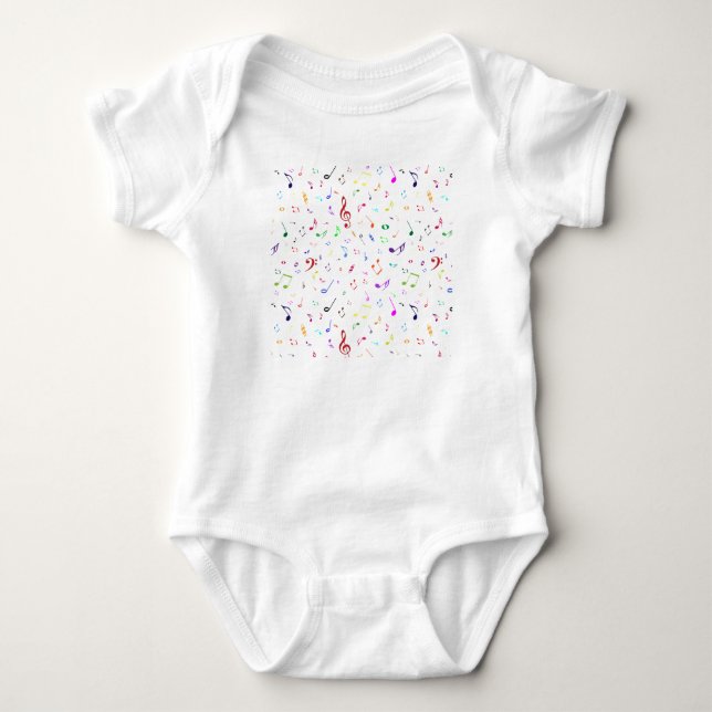 Musical Symbols in Rainbow Colors Baby Bodysuit (Front)