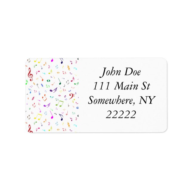 Musical Symbols in Rainbow Colors Label (Front)