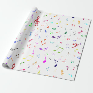 Musical Symbols in Rainbow Colors Wrapping Paper