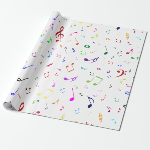 Musical Symbols in Rainbow Colors Wrapping Paper