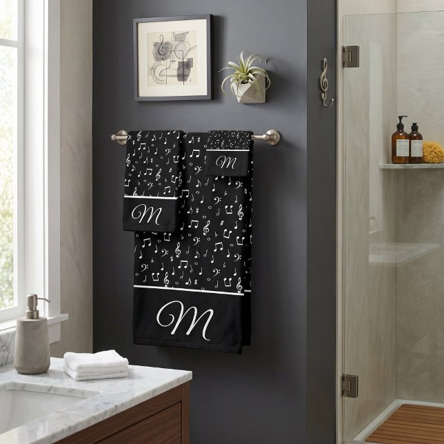 musical symbols monogram bath towel set (Creator Uploaded)