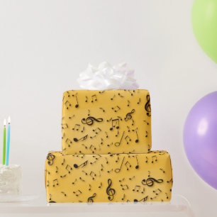 Musical Symbols On Gold Wrapping Paper