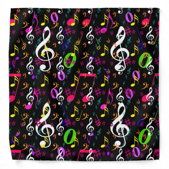 Musical Symbols Pattern Design Bandana (Front)