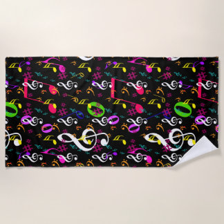 Musical Symbols Pattern Design Beach Towel