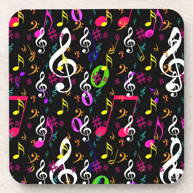 Musical Symbols Pattern Design Beverage Coaster (Front)