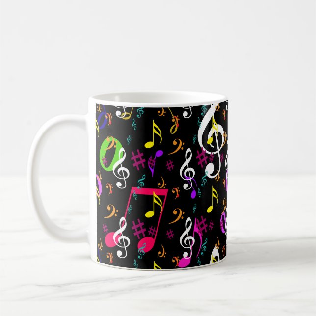 Musical Symbols Pattern Design Coffee Mug (Left)