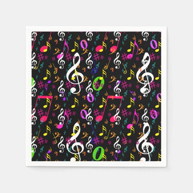 Musical Symbols Pattern Design Napkins (Front)