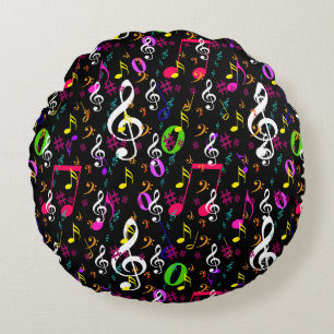 Musical Symbols Pattern Design Round Pillow